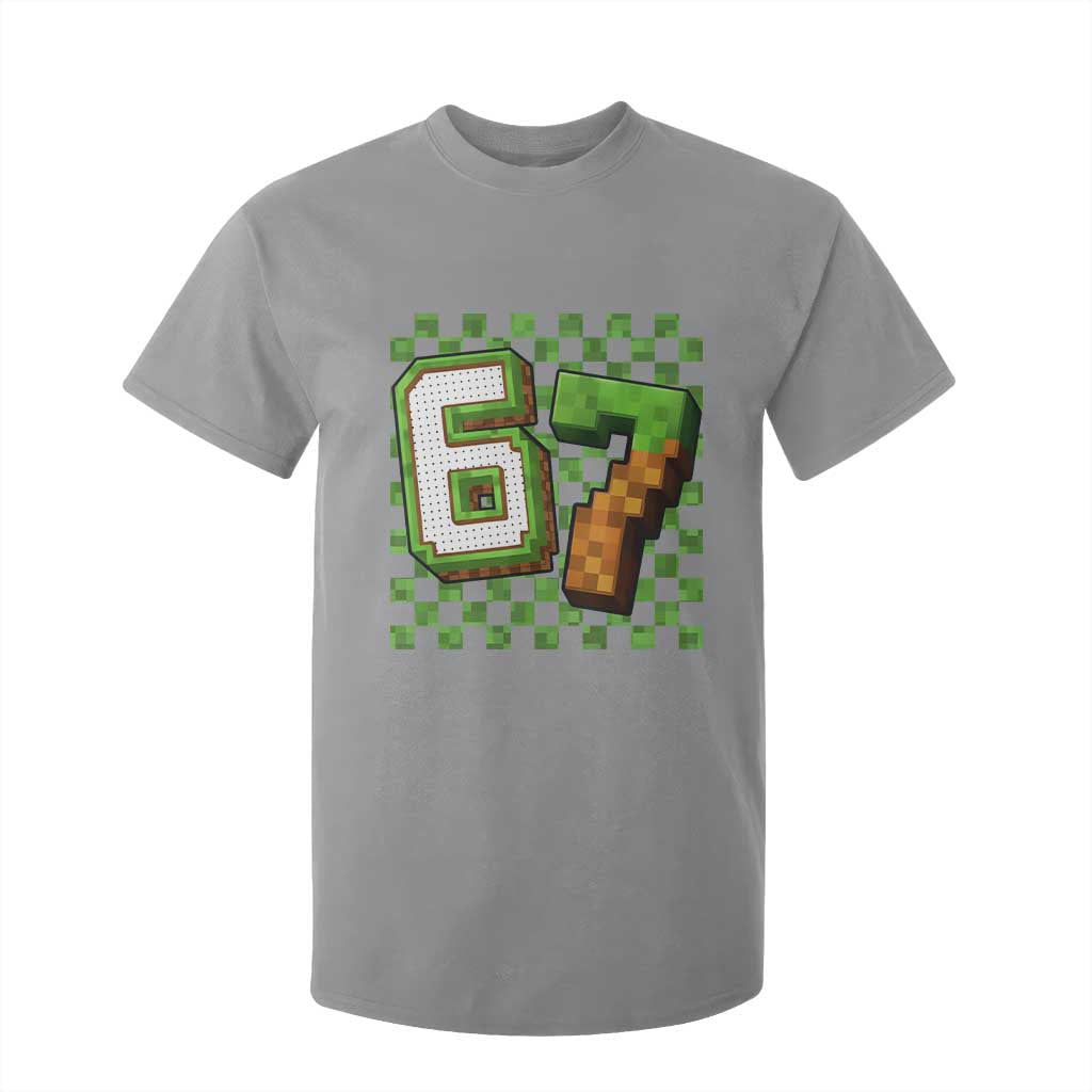 Funny 67 Pixel Style Graphic T Shirt For Kid Viral Six Seven Meme Gamer TS02 Sport Gray Print Your Wear