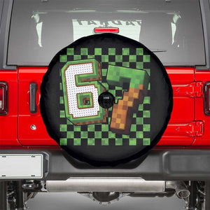 Funny 67 Pixel Style Graphic Spare Tire Cover Viral Six Seven Meme Gamer TS02 Black Print Your Wear