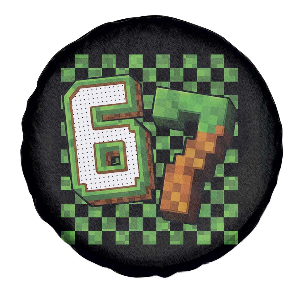 Funny 67 Pixel Style Graphic Spare Tire Cover Viral Six Seven Meme Gamer TS02 Print Your Wear