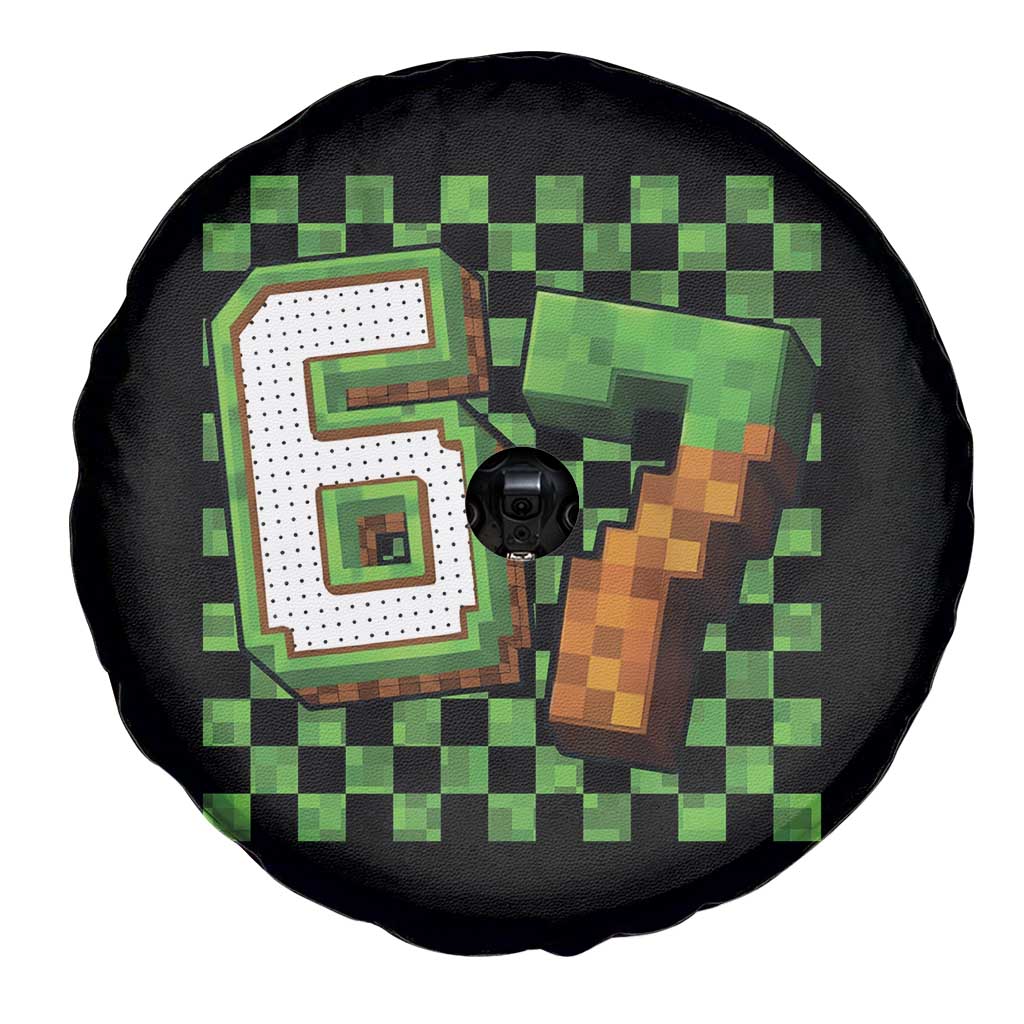 Funny 67 Pixel Style Graphic Spare Tire Cover Viral Six Seven Meme Gamer TS02 Print Your Wear