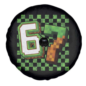 Funny 67 Pixel Style Graphic Spare Tire Cover Viral Six Seven Meme Gamer TS02 Print Your Wear