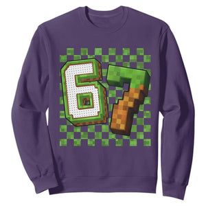 Funny 67 Pixel Style Graphic Sweatshirt Viral Six Seven Meme Gamer TS02 Purple Print Your Wear