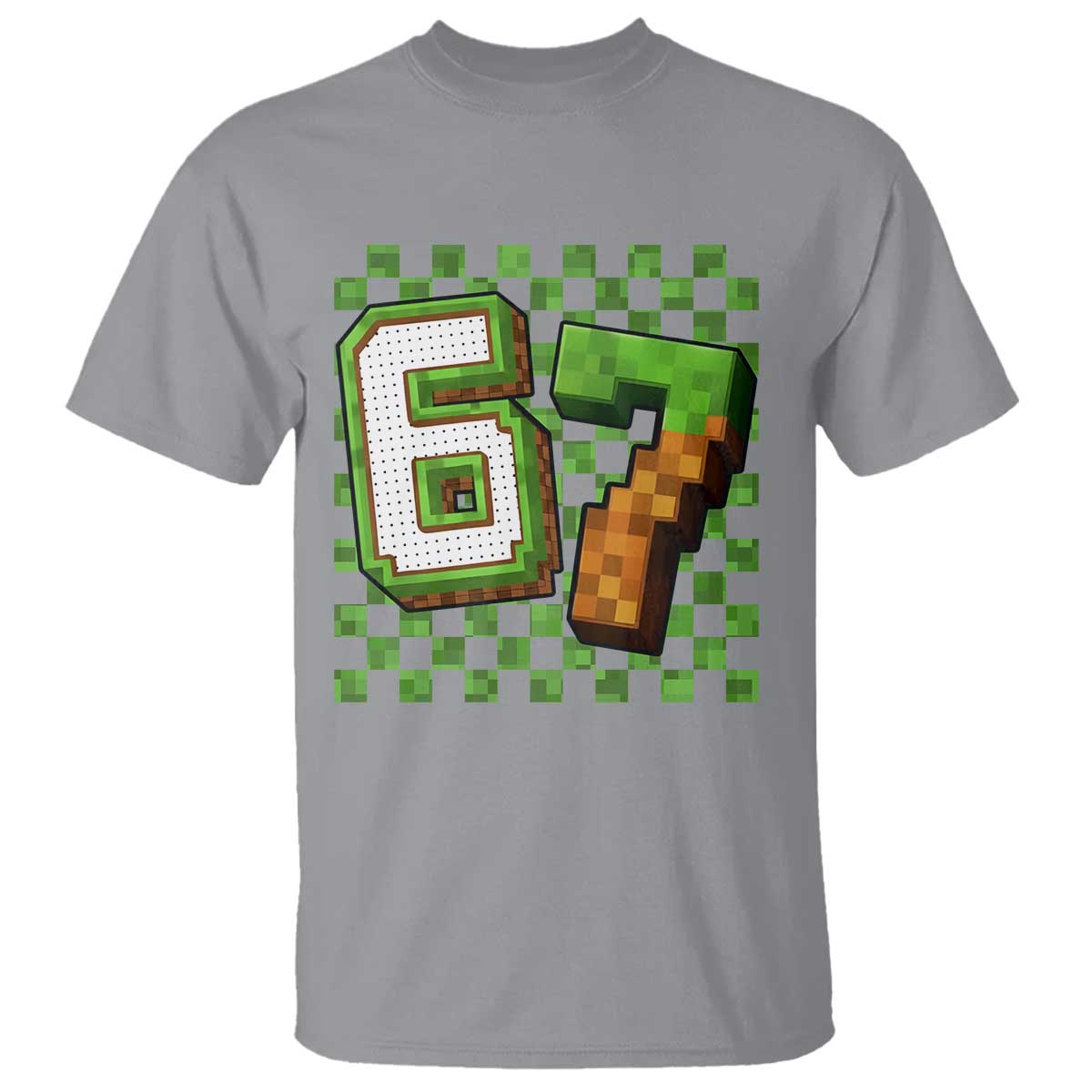 Funny 67 Pixel Style Graphic T Shirt Viral Six Seven Meme Gamer TS02 Sport Gray Print Your Wear