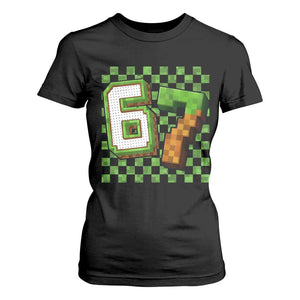 Funny 67 Pixel Style Graphic T Shirt For Women Viral Six Seven Meme Gamer TS02 Black Print Your Wear