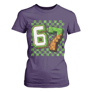 Funny 67 Pixel Style Graphic T Shirt For Women Viral Six Seven Meme Gamer TS02 Purple Print Your Wear