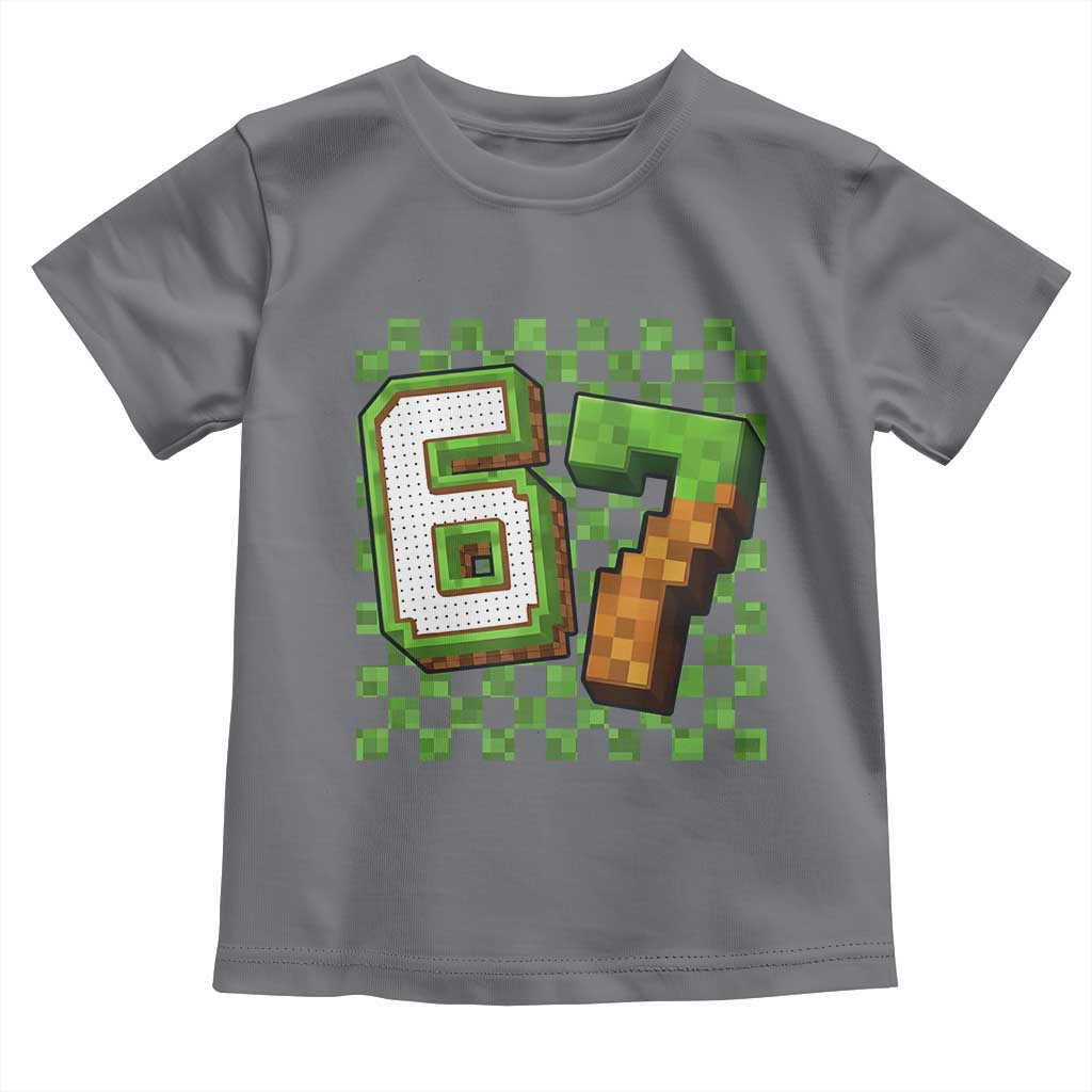 Funny 67 Pixel Style Graphic Toddler T Shirt Viral Six Seven Meme Gamer TS02 Charcoal Print Your Wear