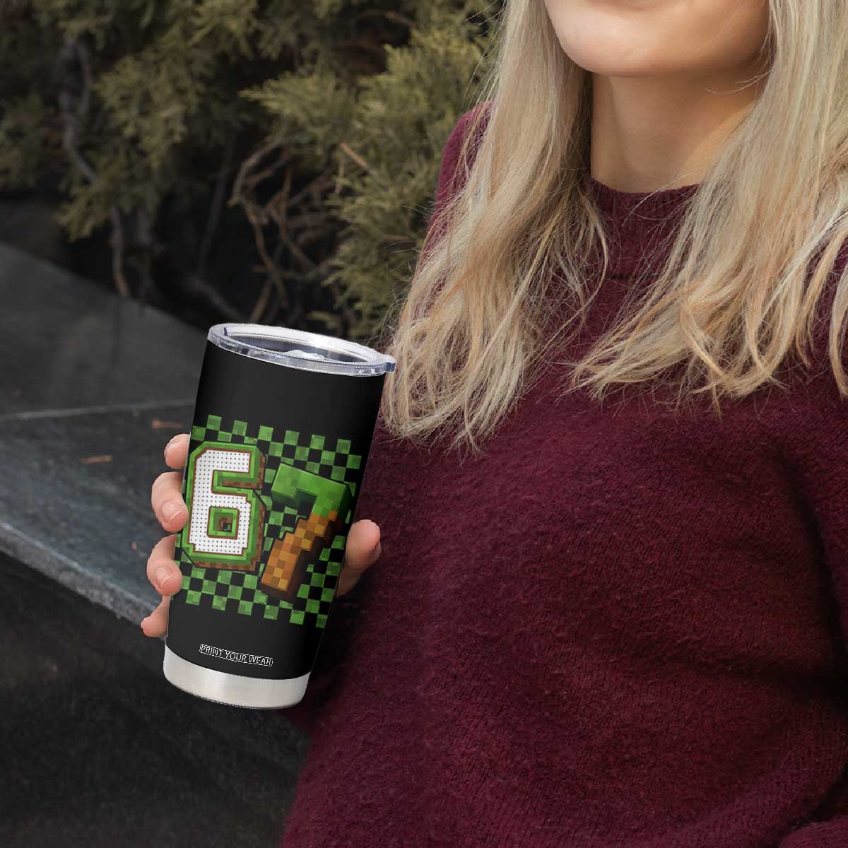 Funny 67 Pixel Style Graphic Tumbler Cup Viral Six Seven Meme Gamer TS02 Print Your Wear