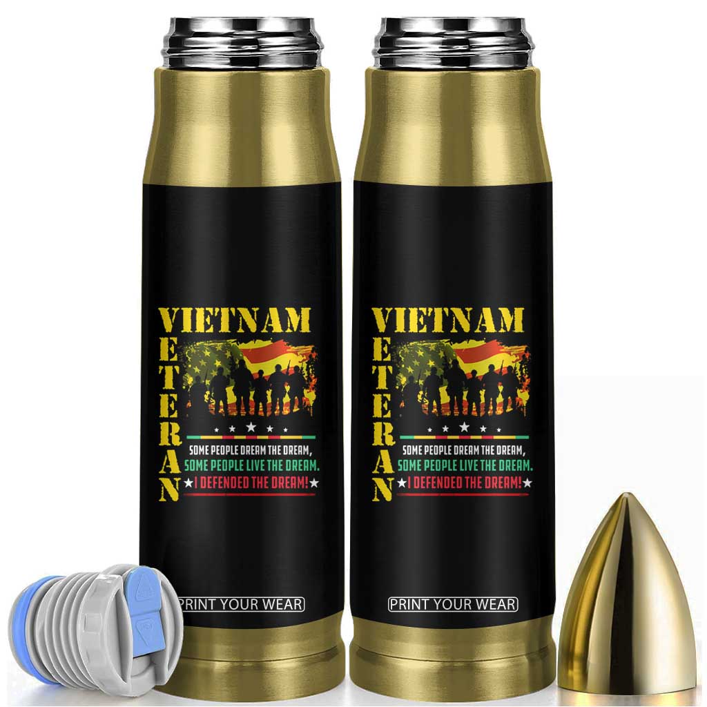 Vietnam Veteran Bullet Tumbler Patriots Defended The Dream American Flag TS02 Black Print Your Wear