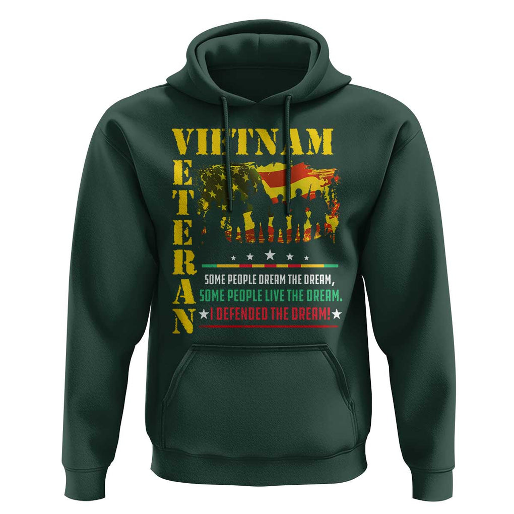 Vietnam Veteran Hoodie Patriots Defended The Dream American Flag TS02 Dark Forest Green Print Your Wear