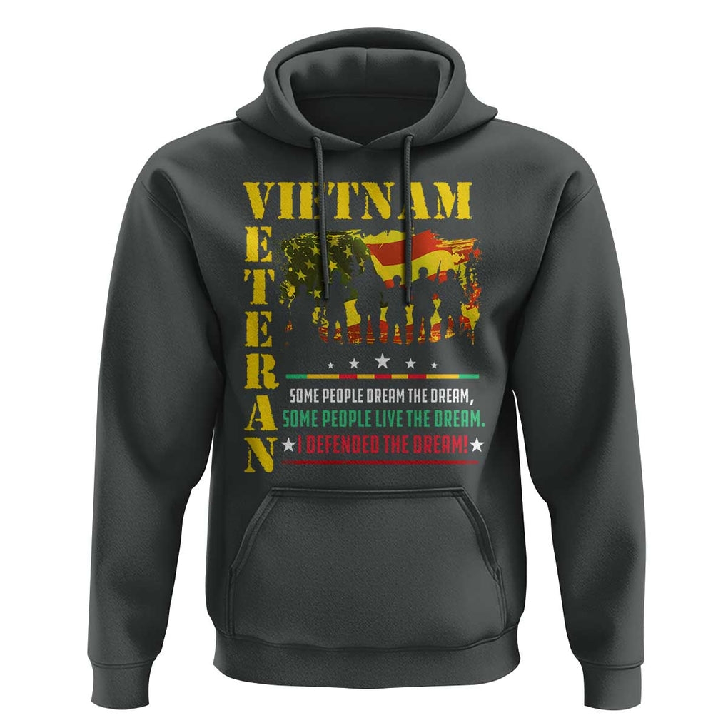 Vietnam Veteran Hoodie Patriots Defended The Dream American Flag TS02 Dark Heather Print Your Wear