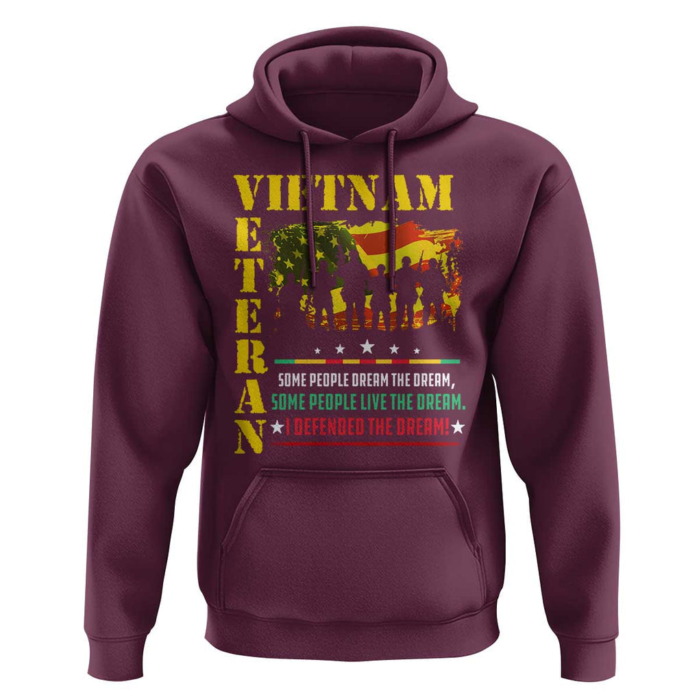 Vietnam Veteran Hoodie Patriots Defended The Dream American Flag TS02 Maroon Print Your Wear