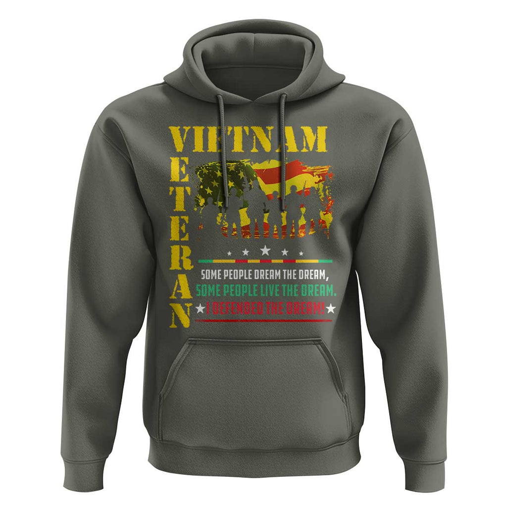 Vietnam Veteran Hoodie Patriots Defended The Dream American Flag TS02 Military Green Print Your Wear