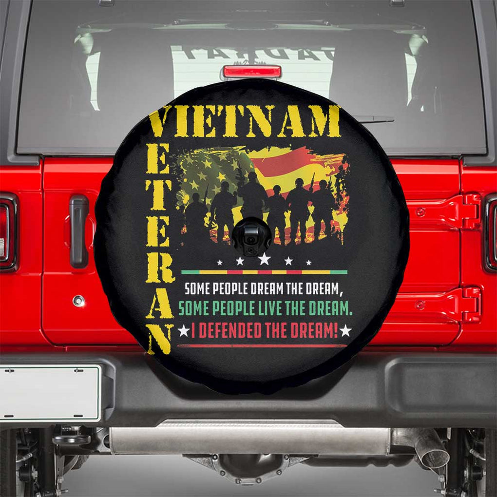 Vietnam Veteran Spare Tire Cover Patriots Defended The Dream American Flag TS02 Black Print Your Wear
