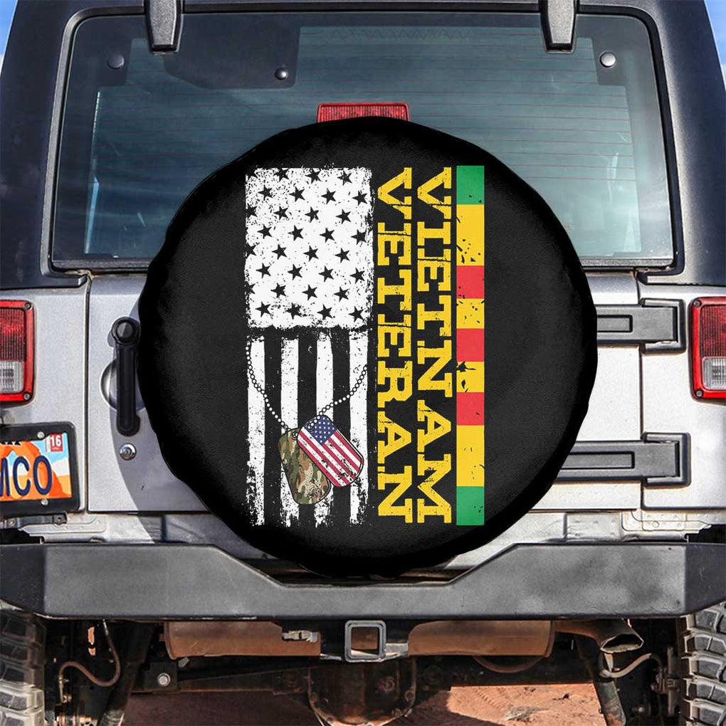 Vietnam Veteran Spare Tire Cover Honor Patriotic Soldier American Flag TS02 No hole Black Print Your Wear