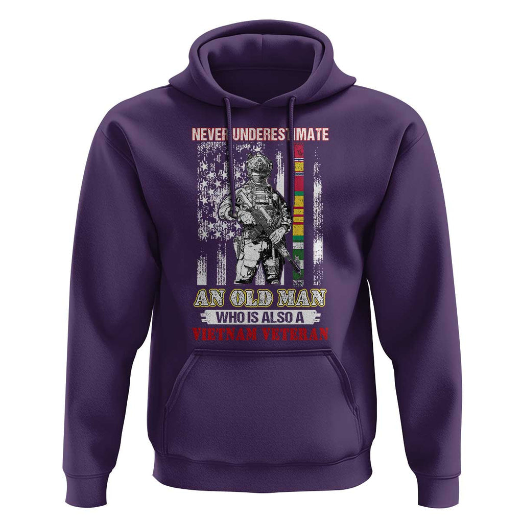 Vietnam Veteran Hoodie Never Underestimate An Old Man American Flag TS02 Purple Print Your Wear