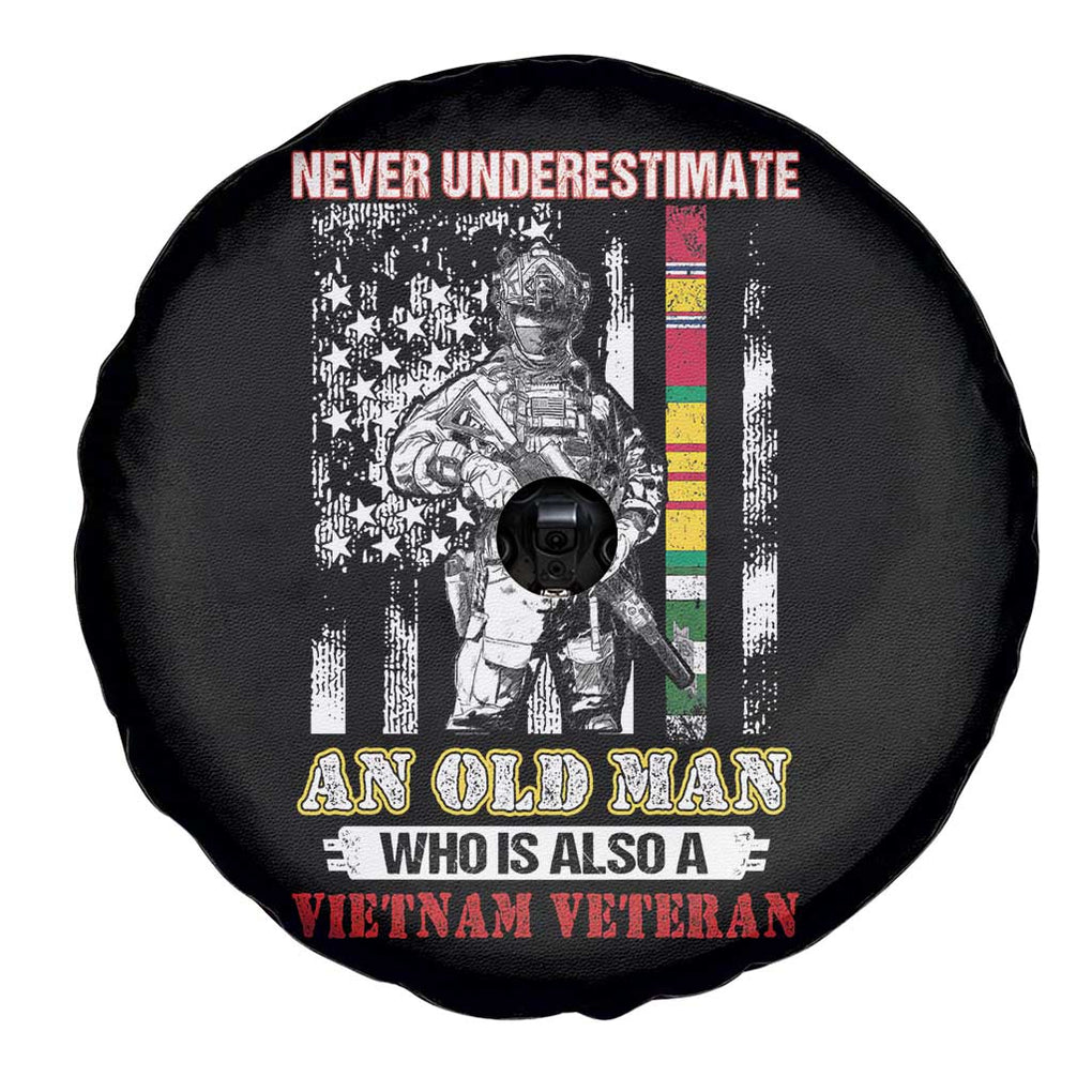 Vietnam Veteran Spare Tire Cover Never Underestimate An Old Man American Flag TS02 Print Your Wear