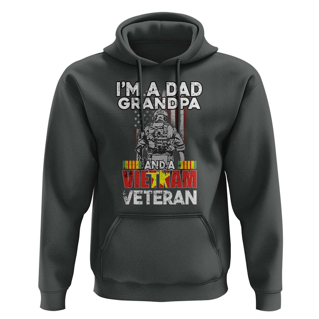 I'm A Dad A Grandpa And A Vietnam Veteran Hoodie Patriotic Father TS02 Dark Heather Print Your Wear