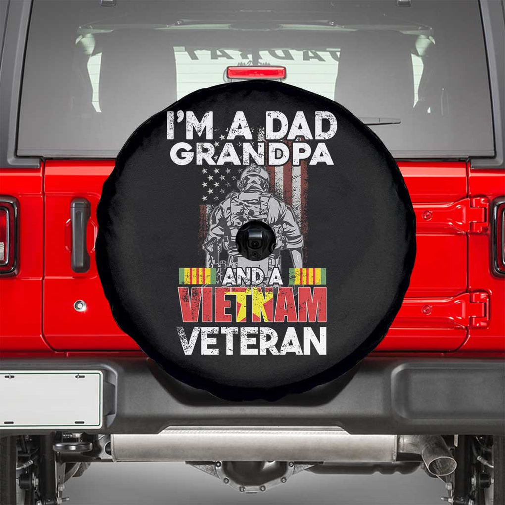 I'm A Dad A Grandpa And A Vietnam Veteran Spare Tire Cover Patriotic Father TS02 Black Print Your Wear