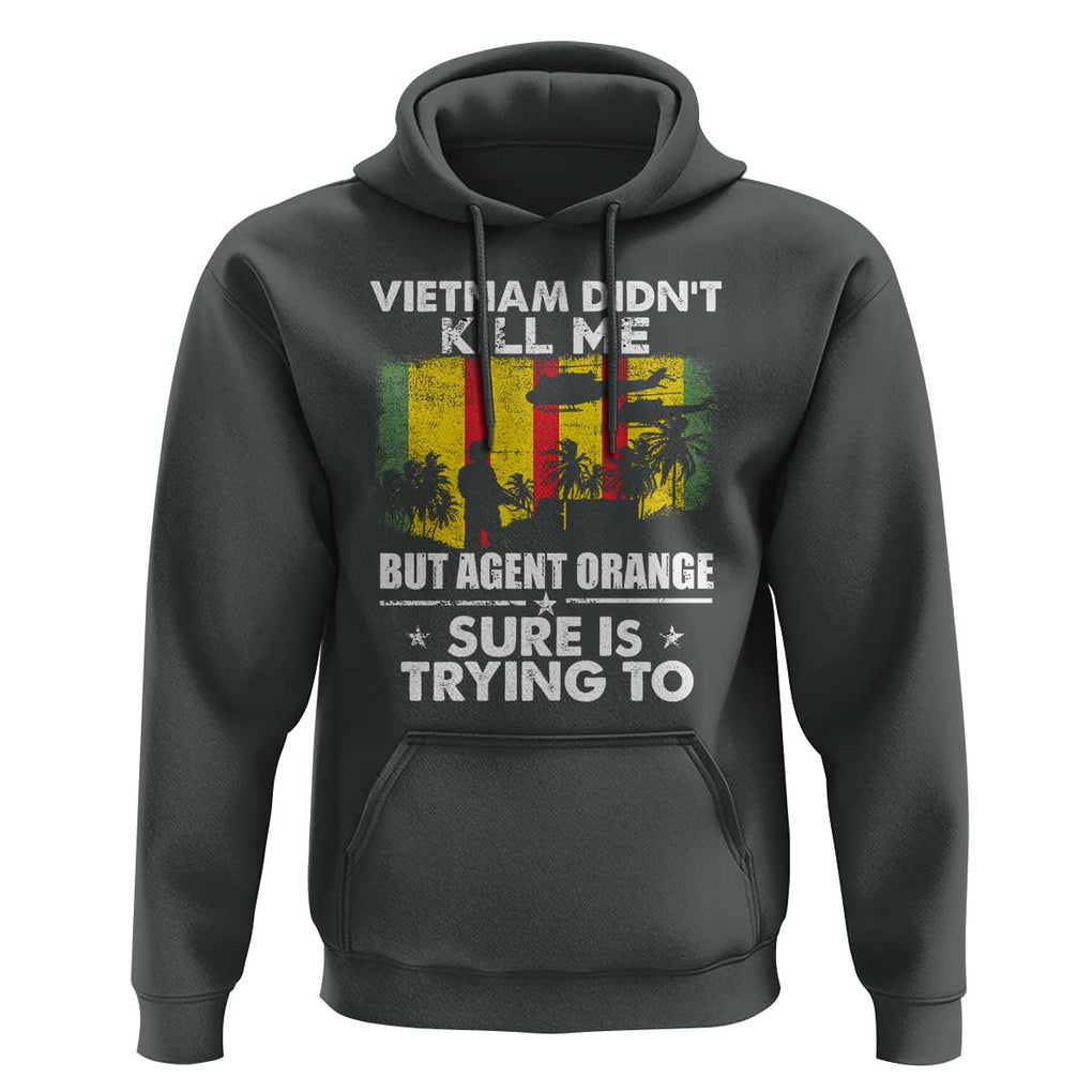 Vietnam Veteran Hoodie Orange Agent Victims Retired Soldiers TS02 Dark Heather Print Your Wear