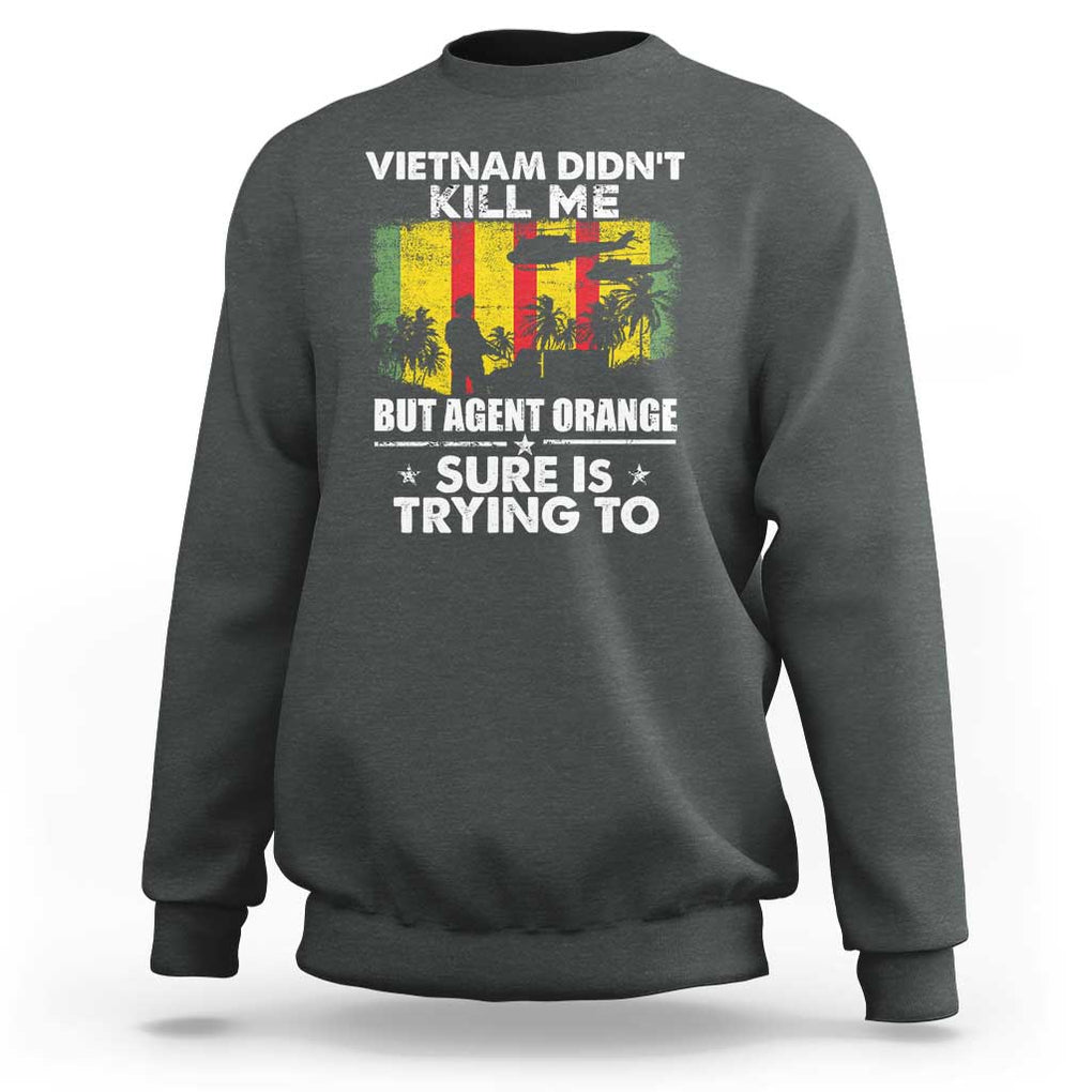 Vietnam Veteran Sweatshirt Orange Agent Victims Retired Soldiers TS02 Dark Heather Print Your Wear