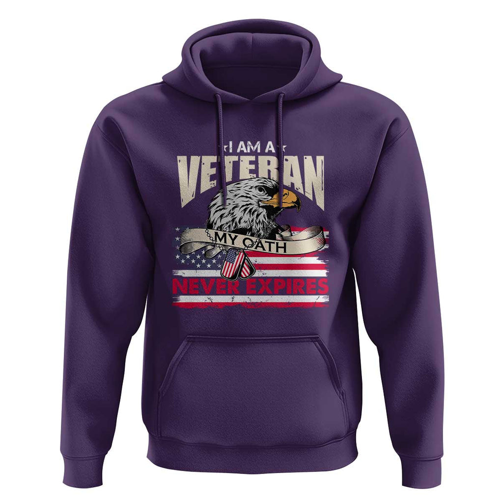I Am A Veteran Hoodie My Oath Never Expires Patriotic American Flag TS02 Purple Print Your Wear