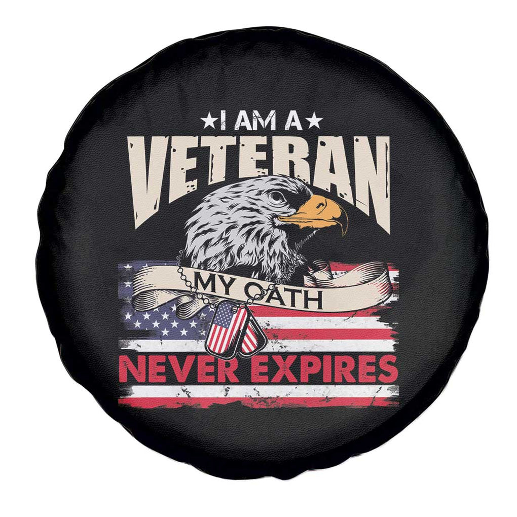 I Am A Veteran Spare Tire Cover My Oath Never Expires Patriotic American Flag TS02 Print Your Wear