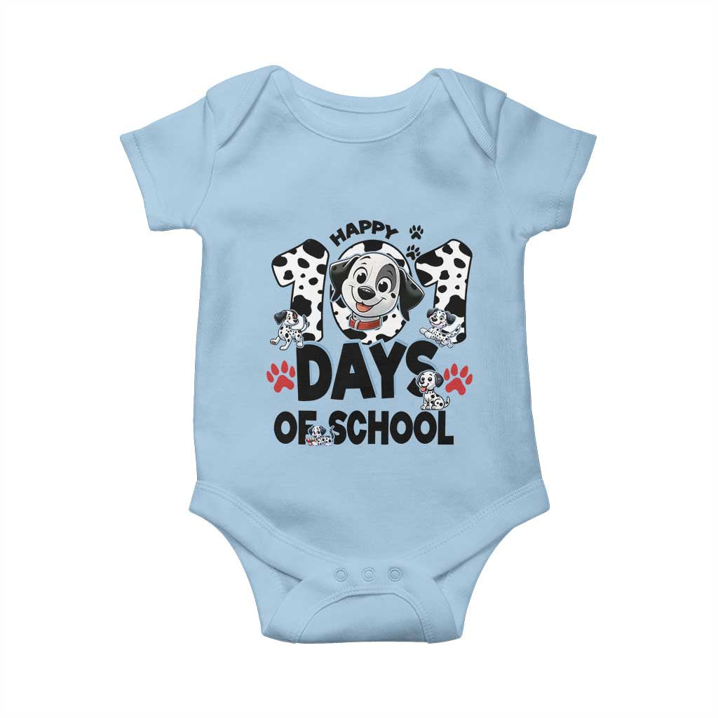 101 Days Of School Dalmatian Dogs Baby Onesie Happy 101th Day TS02 Light Blue Print Your Wear