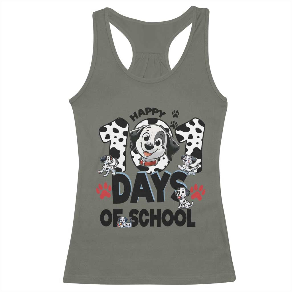 101 Days Of School Dalmatian Dogs Racerback Tank Top Happy 101th Day TS02 Military Green Print Your Wear