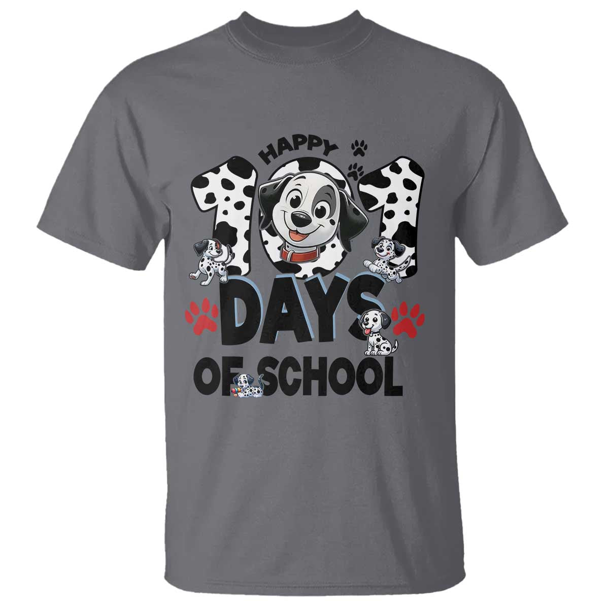 101 Days Of School Dalmatian Dogs T Shirt Happy 101th Day TS02 Charcoal Print Your Wear