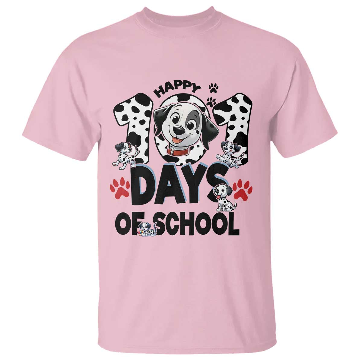 101 Days Of School Dalmatian Dogs T Shirt Happy 101th Day TS02 Light Pink Print Your Wear
