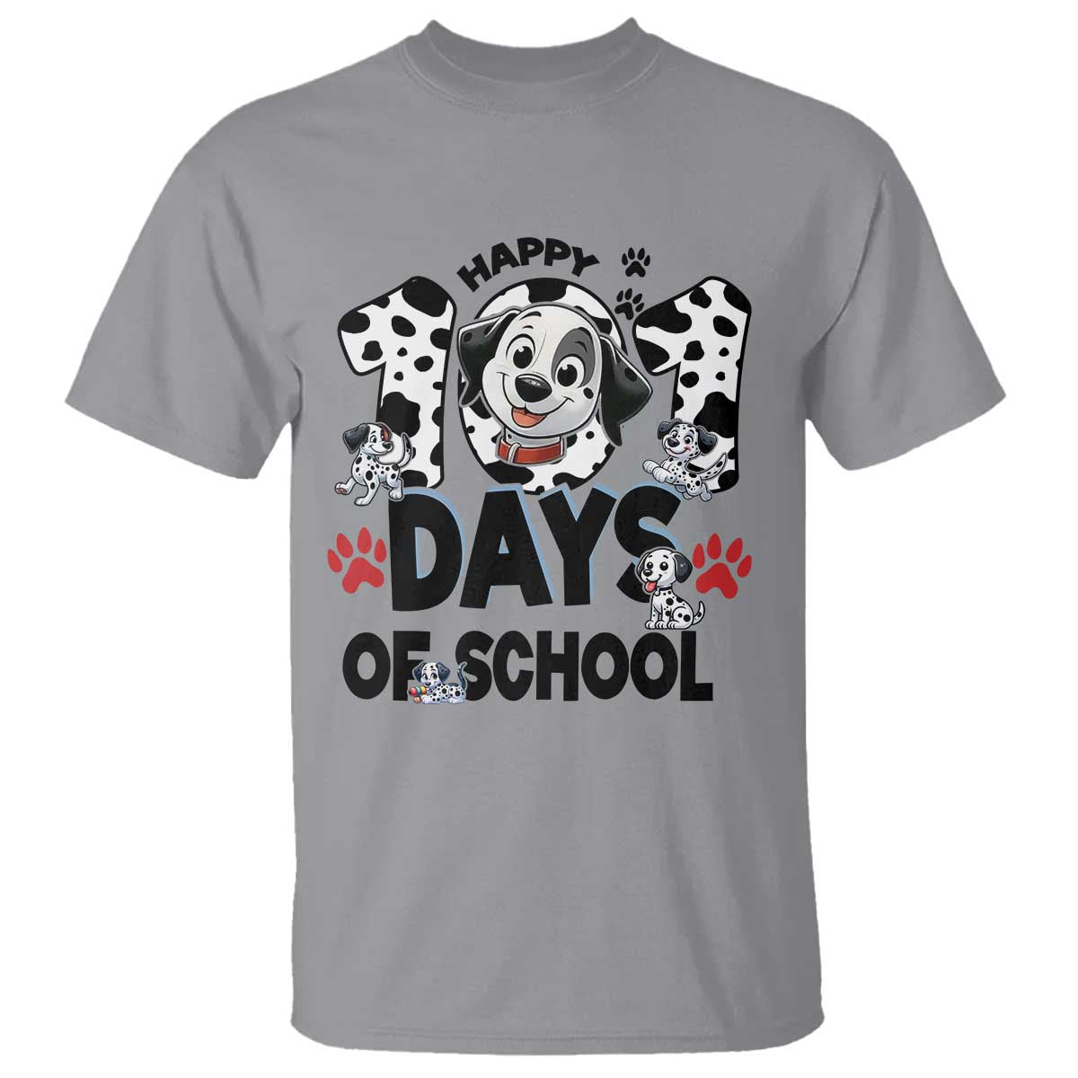 101 Days Of School Dalmatian Dogs T Shirt Happy 101th Day TS02 Sport Gray Print Your Wear