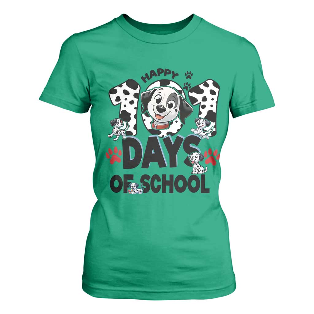 101 Days Of School Dalmatian Dogs T Shirt For Women Happy 101th Day TS02 Irish Green Print Your Wear