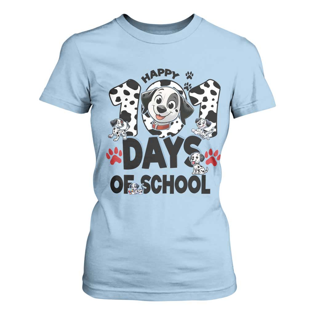 101 Days Of School Dalmatian Dogs T Shirt For Women Happy 101th Day TS02 Light Blue Print Your Wear