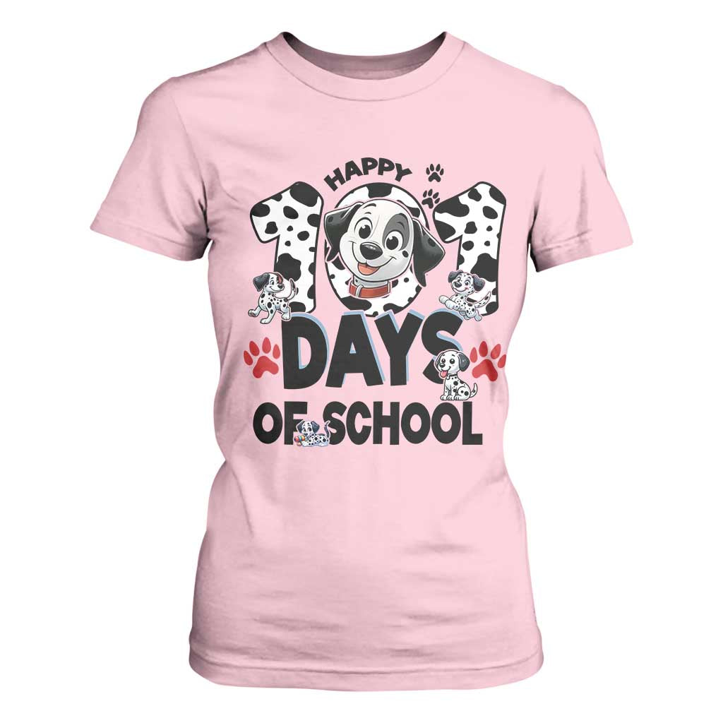 101 Days Of School Dalmatian Dogs T Shirt For Women Happy 101th Day TS02 Light Pink Print Your Wear
