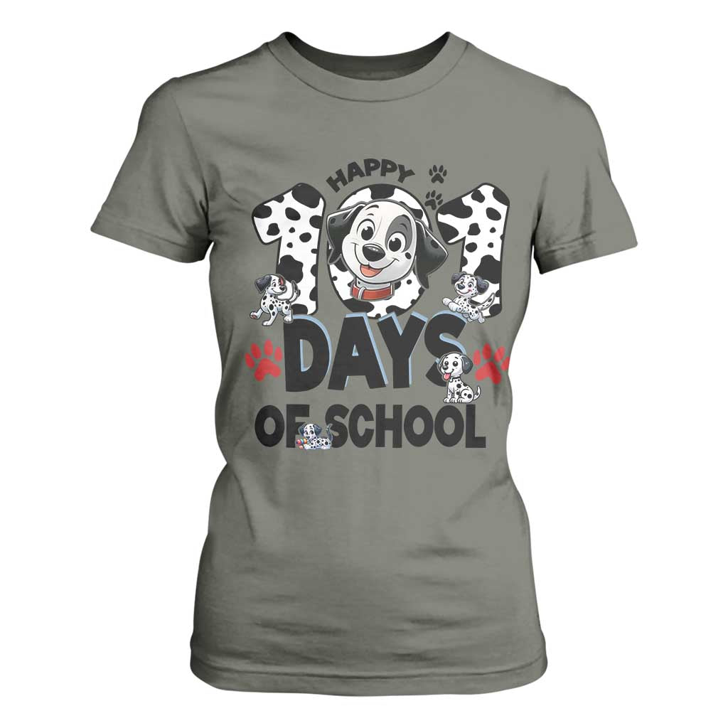 101 Days Of School Dalmatian Dogs T Shirt For Women Happy 101th Day TS02 Military Green Print Your Wear