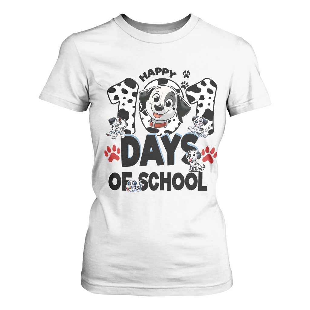 101 Days Of School Dalmatian Dogs T Shirt For Women Happy 101th Day TS02 White Print Your Wear