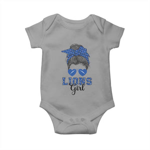 Lions Girl Baby Onesie Messy Bun Funny Sports Fan Team TS02 Sport Gray Print Your Wear