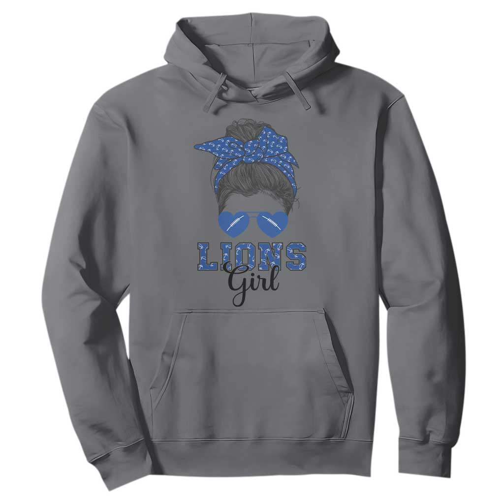 Lions Girl Messy Bun Hoodie Funny Sports Fan Team TS02 Charcoal Print Your Wear