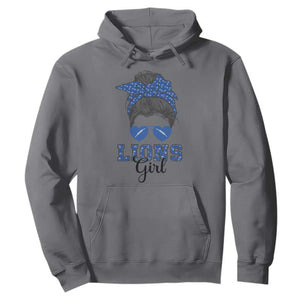 Lions Girl Messy Bun Hoodie Funny Sports Fan Team TS02 Charcoal Print Your Wear