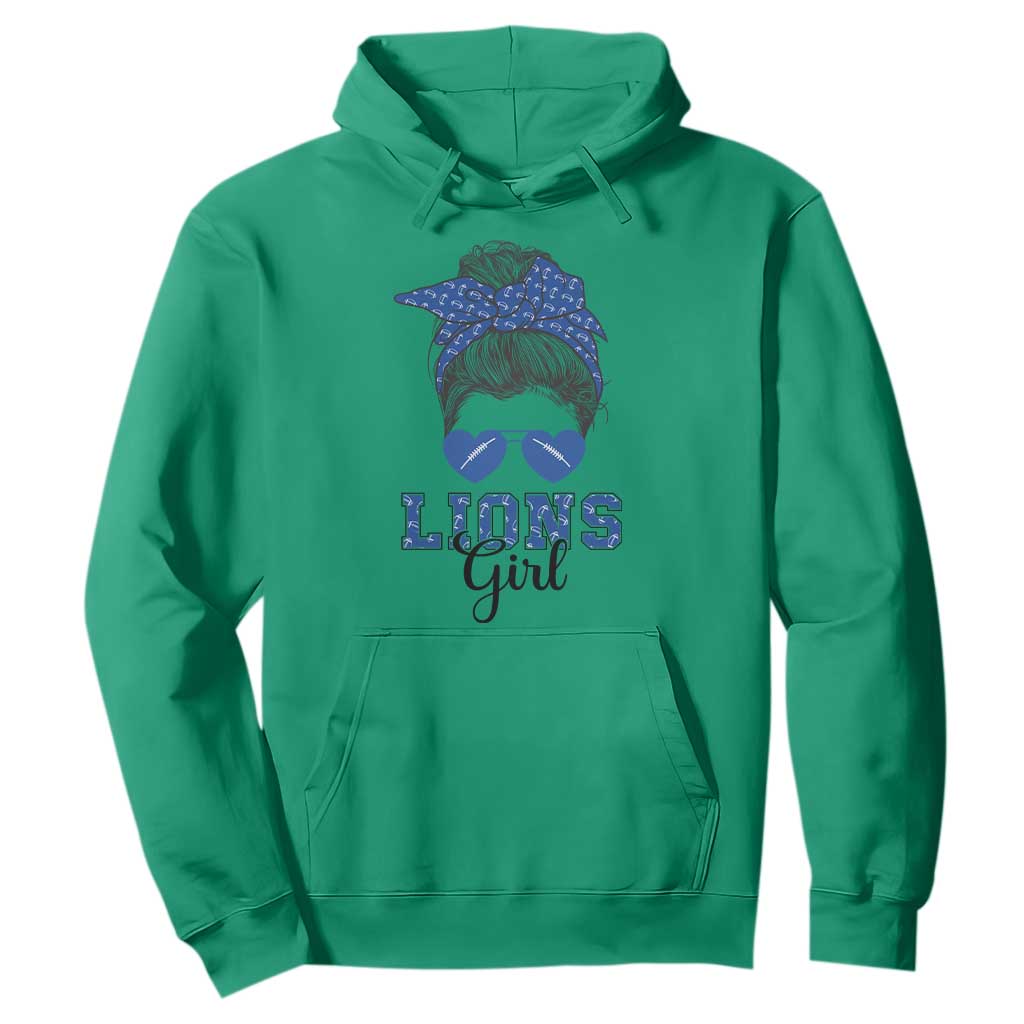Lions Girl Messy Bun Hoodie Funny Sports Fan Team TS02 Irish Green Print Your Wear