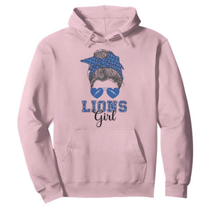 Lions Girl Hoodie Messy Bun Funny Sports Fan Team TS02 Light Pink Print Your Wear