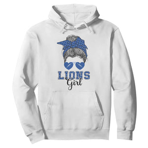 Lions Girl Messy Bun Hoodie Funny Sports Fan Team TS02 White Print Your Wear