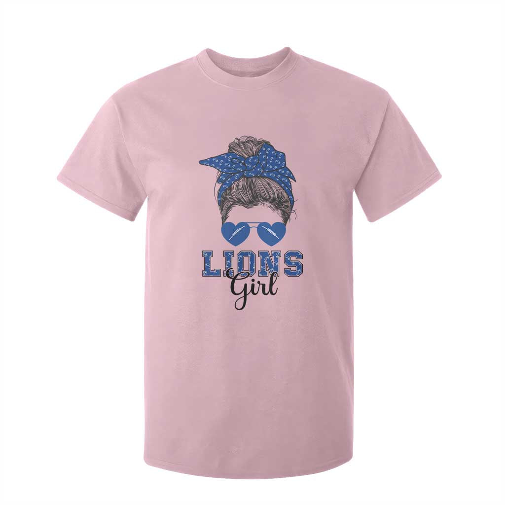 Lions Girl Messy Bun T Shirt For Kid Funny Sports Fan Team TS02 Light Pink Print Your Wear