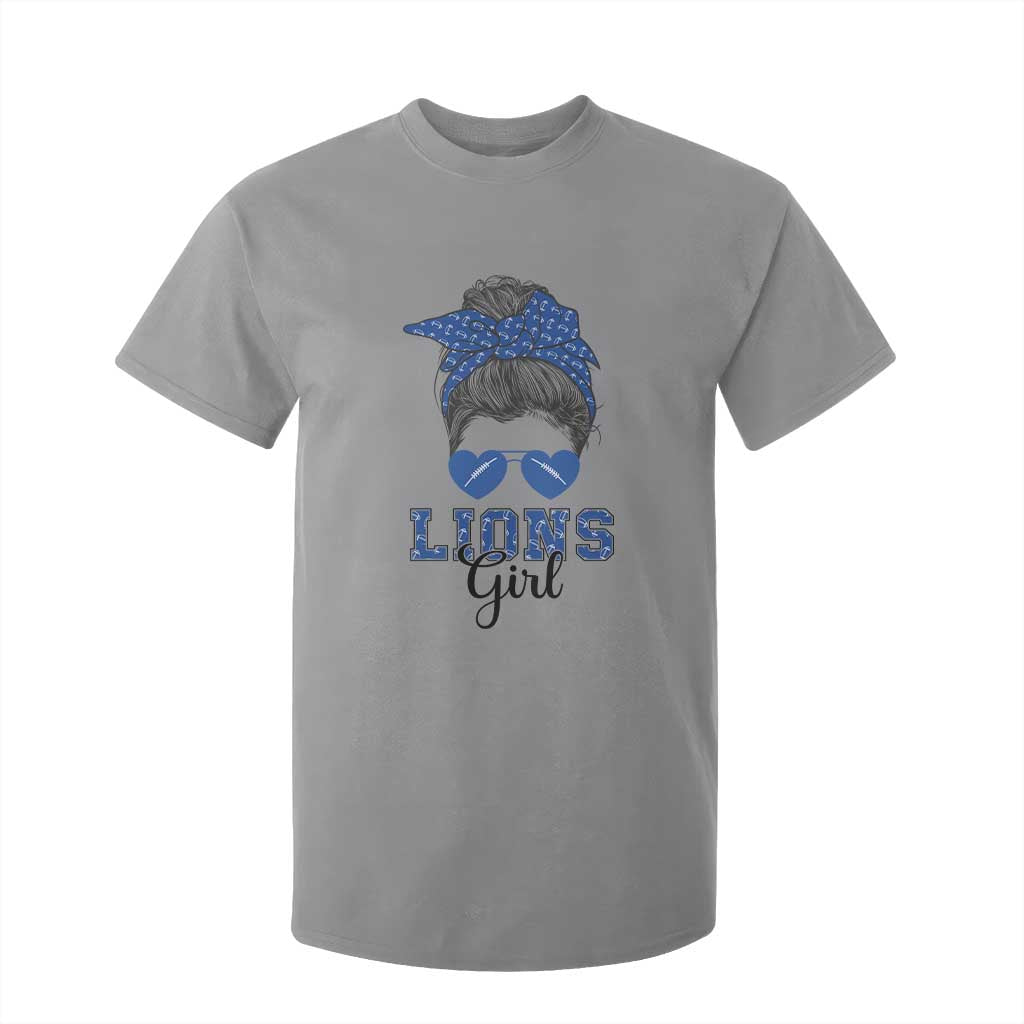 Lions Girl Messy Bun T Shirt For Kid Funny Sports Fan Team TS02 Sport Gray Print Your Wear