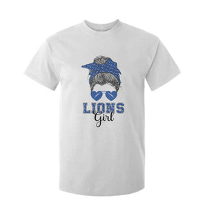 Lions Girl Messy Bun T Shirt For Kid Funny Sports Fan Team TS02 White Print Your Wear