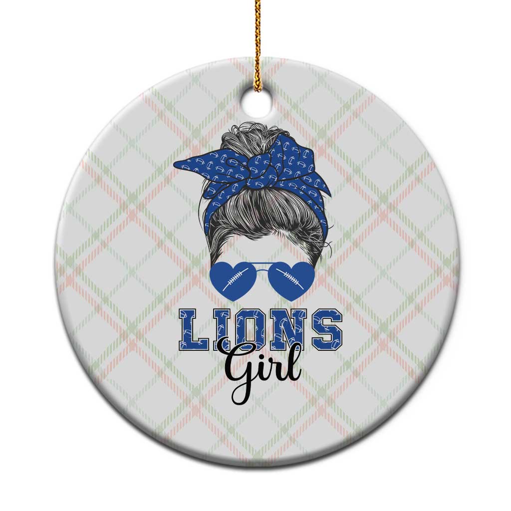 Lions Girl Messy Bun Ceramic Ornament Funny Sports Fan Team TS02 1pc Christmas Plaid Print Your Wear