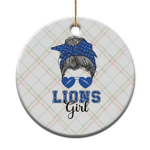 Lions Girl Messy Bun Ceramic Ornament Funny Sports Fan Team TS02 1pc Christmas Plaid Print Your Wear