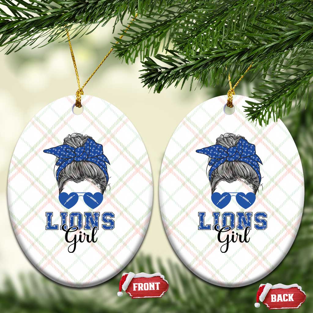 Lions Girl Messy Bun Ceramic Ornament Funny Sports Fan Team TS02 Print Your Wear