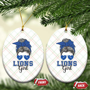 Lions Girl Ceramic Ornament Messy Bun Funny Sports Fan Team TS02 Print Your Wear