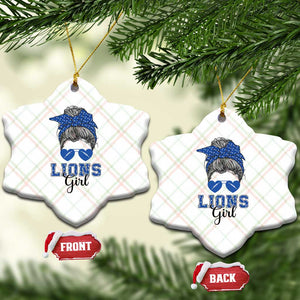 Lions Girl Ceramic Ornament Messy Bun Funny Sports Fan Team TS02 Print Your Wear